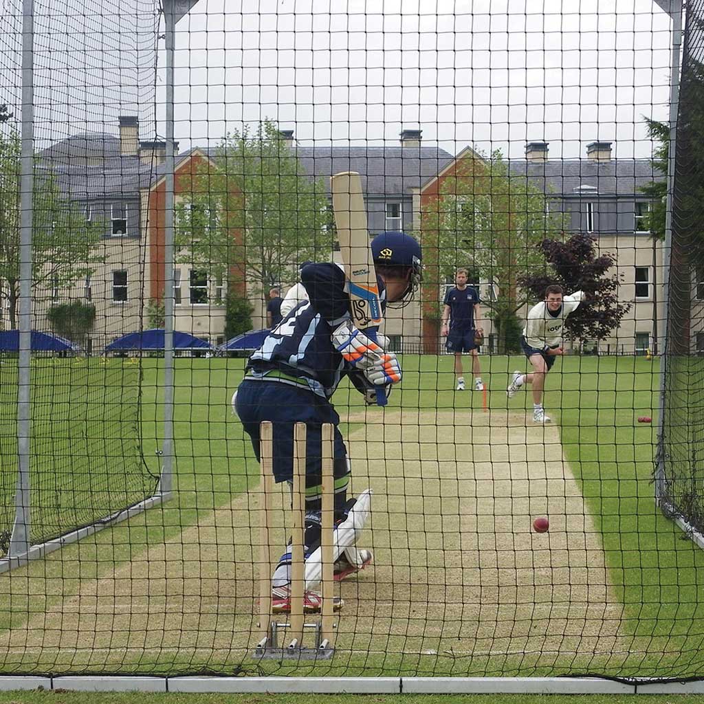 black knotted net with cricketer
